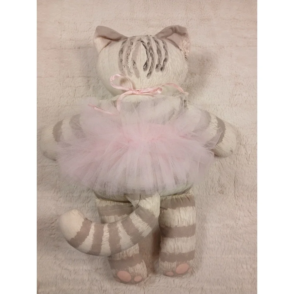 Vintage Fabric Ballerina Cat W/ Pink Tutu By Dustyn Schear Numbered Bottom‎